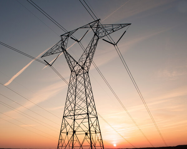 Electric power lines in the sky.