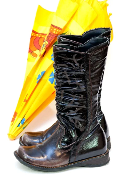 Boots and umbrella — Stock Photo, Image