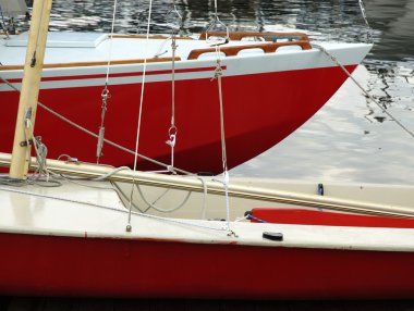 Two red boats clipart