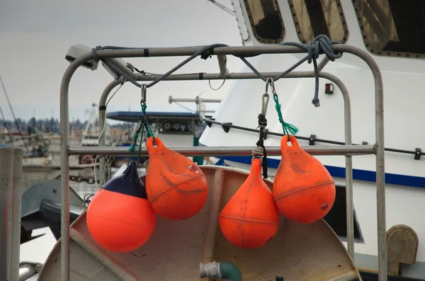 Four red buoys — Stock Photo, Image