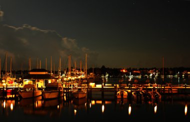 Night at Naples Bay marina clipart