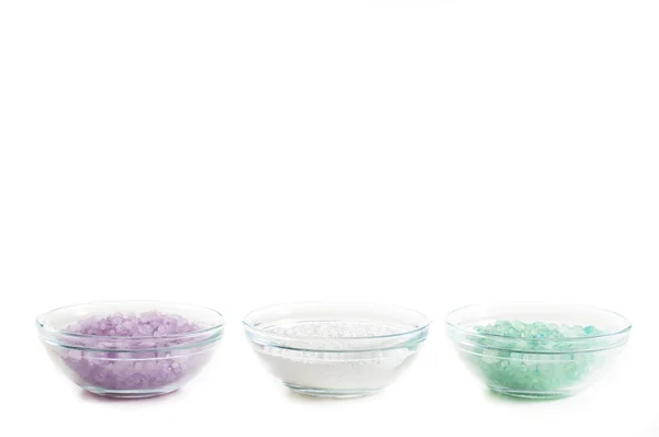 Чаши соли для ванн — стоковое фото