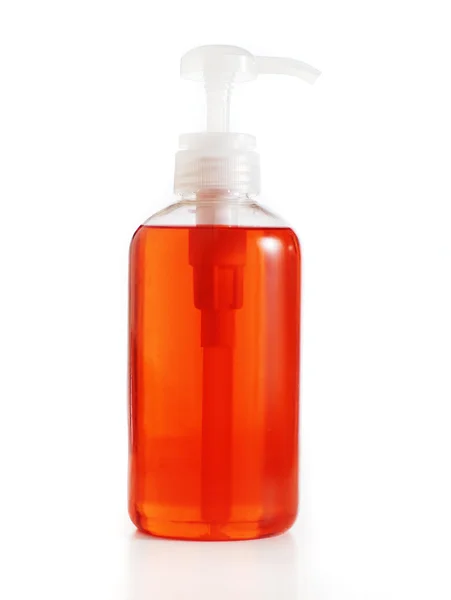 Sabão / loção / shampoo contra branco — Fotografia de Stock