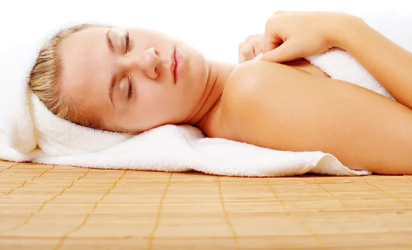 stock image Beautiful Young Spa Woman On White