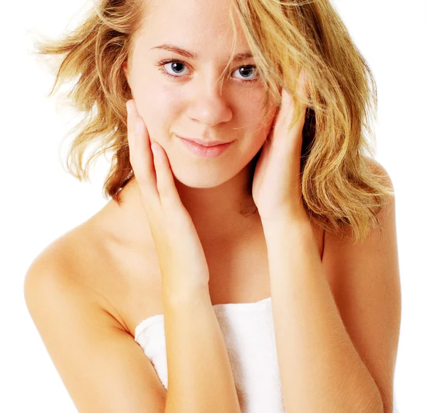 Beautiful Young Spa Woman On White — Stock Photo, Image
