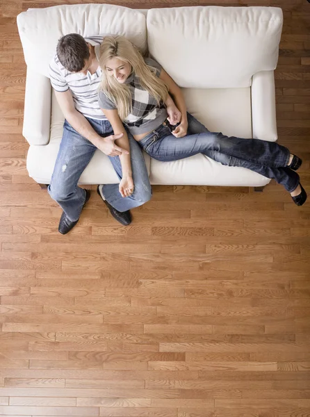 Overhead View of Couple on Love Seat — Stock Photo, Image