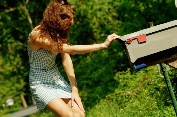 stock image Girl Checking Mail