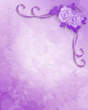 Wedding Invitation lavender roses clipart