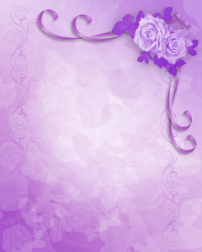 Wedding Invitation lavender roses ⬇ Stock Photo Image by © Irisangel