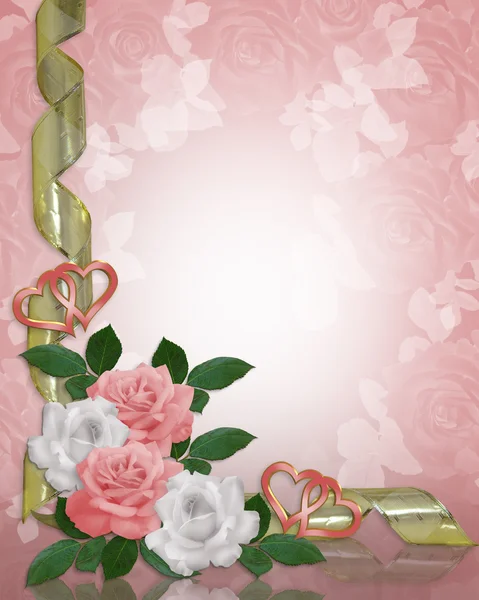 玫瑰边框粉色白色 — 图库照片