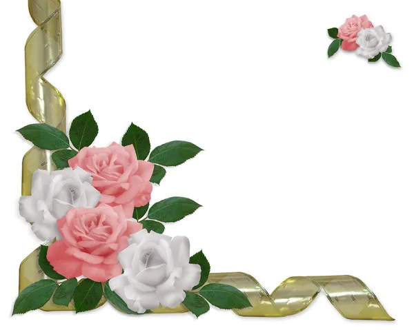Rosa e rosas brancas fronteira — Fotografia de Stock
