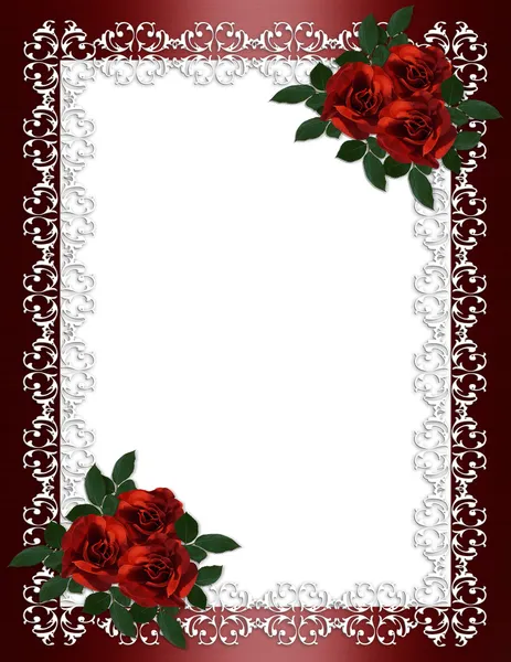 Svatební pozvání hranice červené růže — Stock fotografie