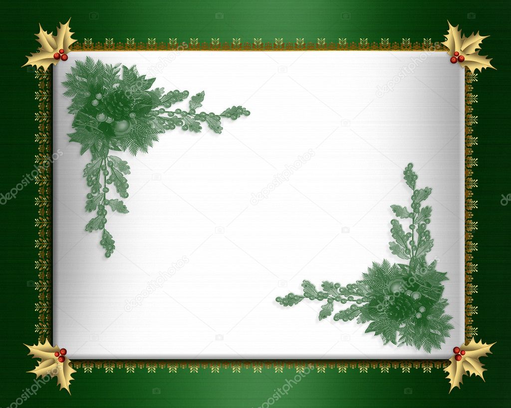 Christmas border green satin elegant