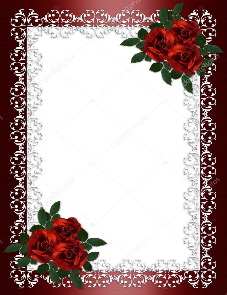Wedding invitation border red roses Stock Photo by ©Irisangel 2057541