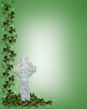 St Patricks Day Celtic cross border clipart