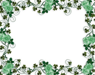 St Patricks Day Shamrocks and roses clipart