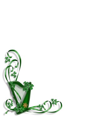 Celtic Harp Border St. Patricks day clipart