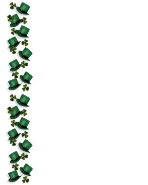 St Patricks Day Hats, Shamrocks Border clipart