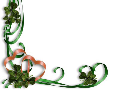 St Patricks Day Border ribbons, clover clipart