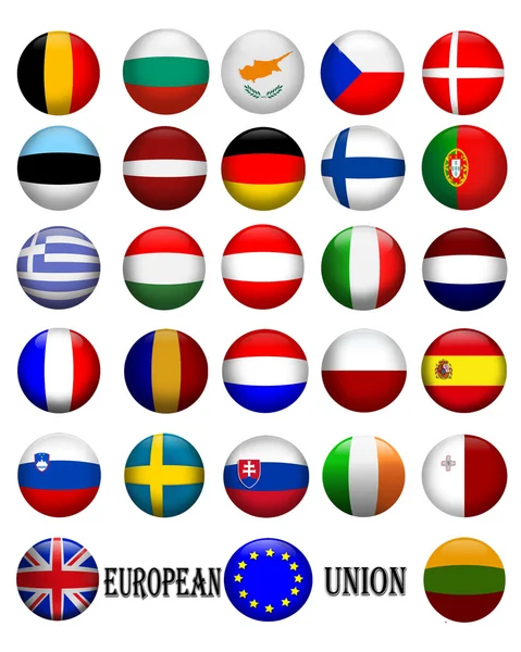 Bandeiras da União Europeia 3D — Fotografia de Stock