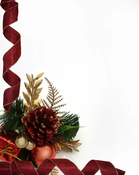 Kerstmis linten grens pinecone — Stockfoto