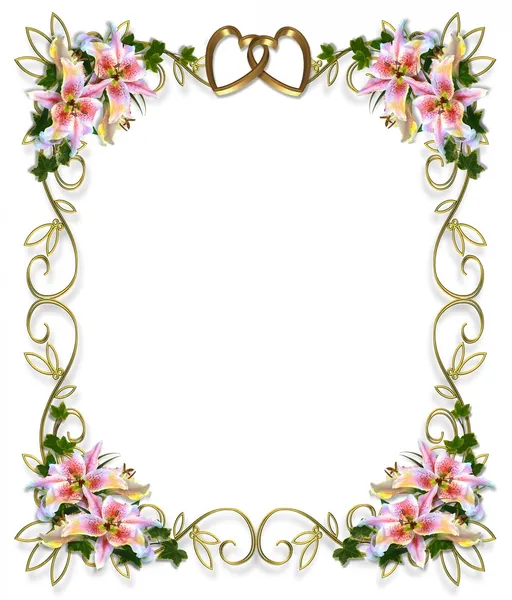 Lilien Blumen Hochzeitseinladung — Stockfoto