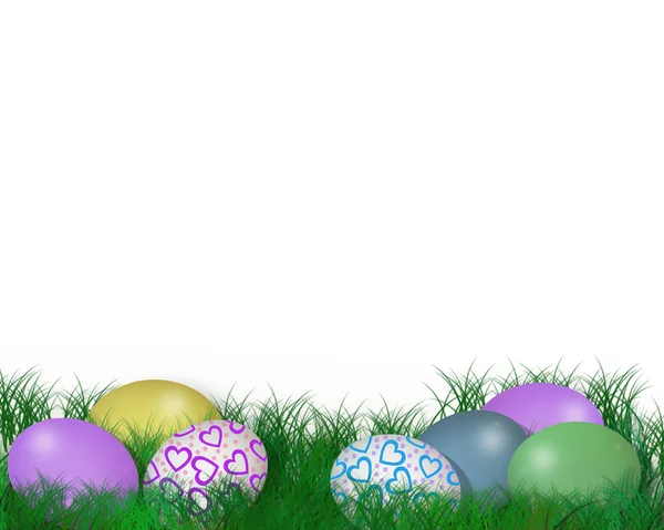 Œufs de Pâques dans l'herbe Illustration 3D — Photo