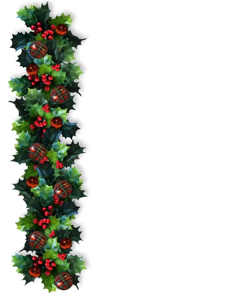 Christmas Border Holly Garland — Stock Photo, Image