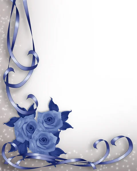 Hochzeitseinladung Hintergrund blaue Rosen — Stockfoto