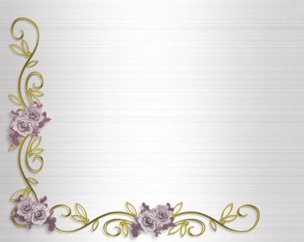 Rozen grens lavendel bruiloft uitnodiging — Stockfoto