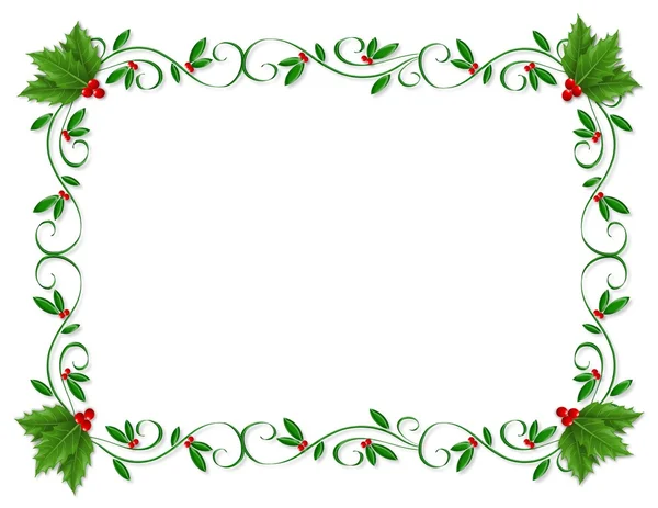 Weihnachten Stechpalme Rand dekorativ — Stockfoto