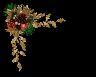 Christmas border elegant pine cone clipart