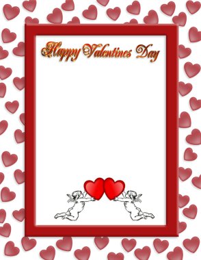 Valentines day border with 3D text clipart