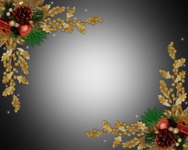 Christmas border elegant pine cone clipart