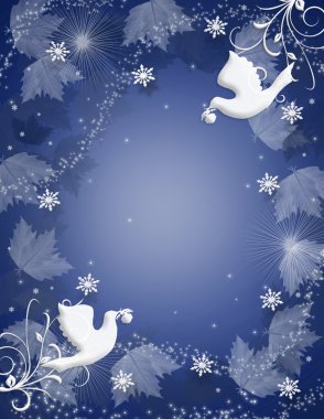 Noel arka plan holly güvercinler ışıltı