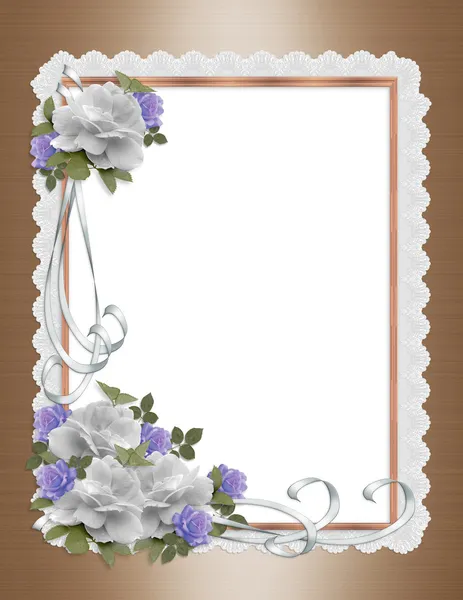 玫瑰缎和花边邀请边框 — 图库照片