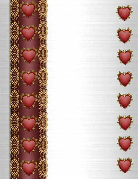 Elegant red hearts border — Stock Photo, Image