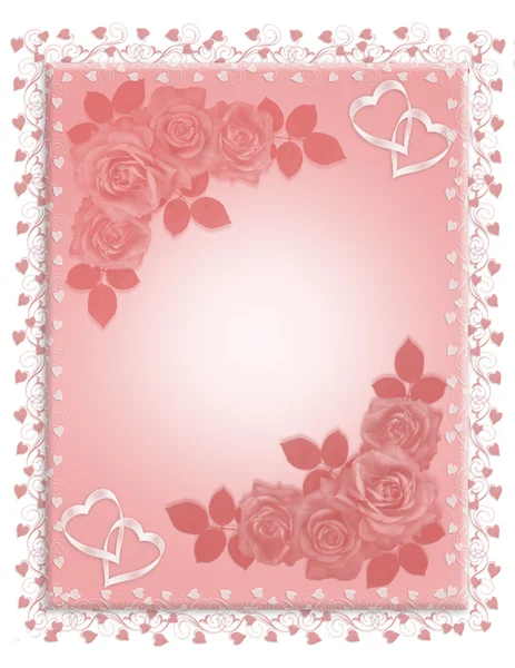 Ροζ τριαντάφυλλα προσκλητήριο γάμου — Φωτογραφία Αρχείου