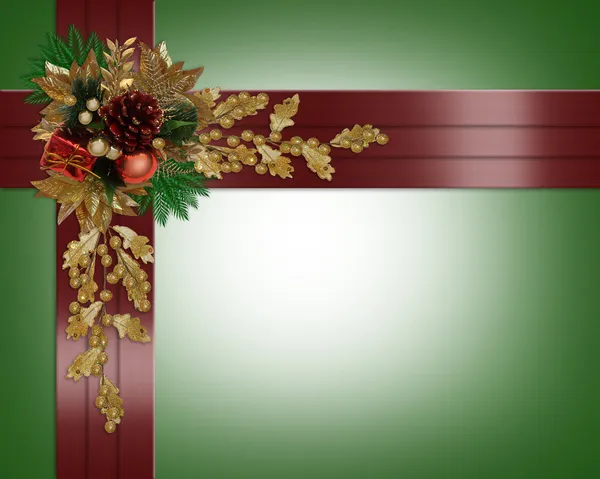 Kerstmis grens elegante rode linten — Stockfoto