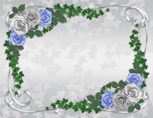 Zaproszenie ślubne róże niebieski — Zdjęcie stockowe