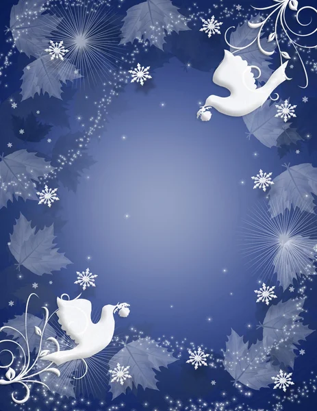 Weihnachten Hintergrund Stechpalme Tauben funkeln — Stockfoto