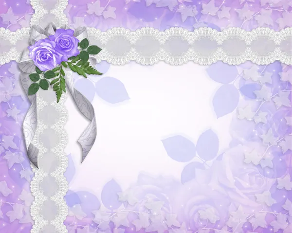 Floral border lavender roses — Stock Photo, Image