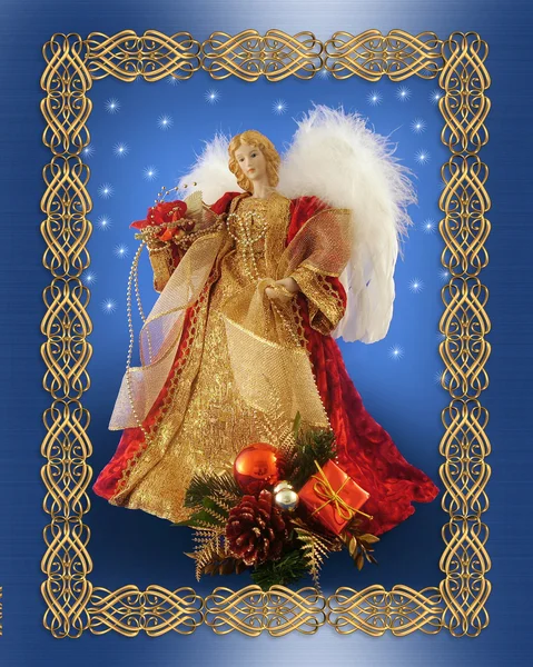 Natal anjo cartão de saudação — Fotografia de Stock