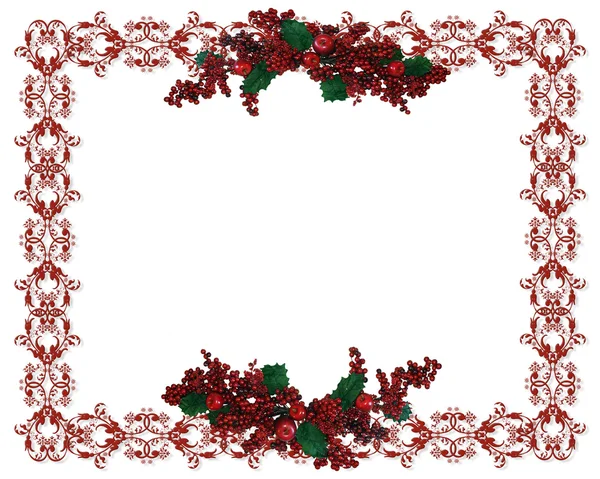Christmas Holiday Border holly berries — Stock Photo, Image
