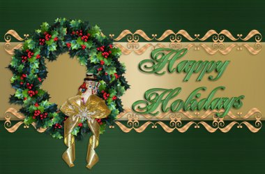 Happy Holidays Christmas Wreath clipart