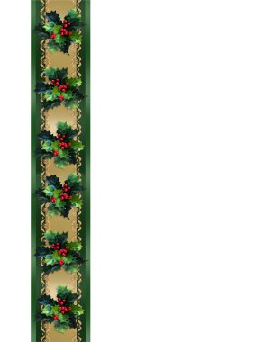 Christmas Border Holly and ribbon elegan clipart