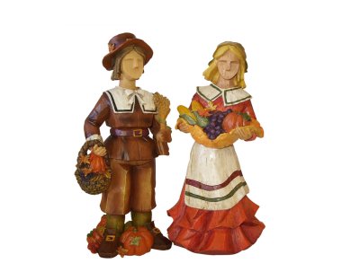 Thanksgiving pilgrims isolated clipart