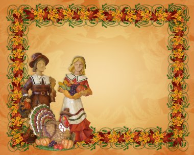 Thanksgiving pilgrims Autumn background clipart