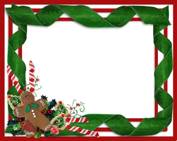 圣诞边框色带和对待 — 图库照片