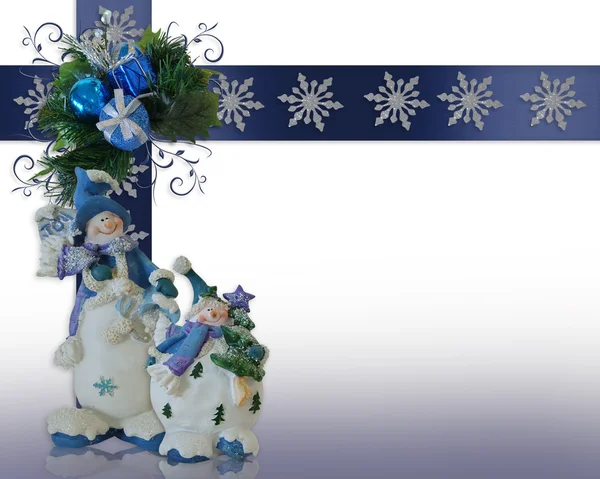 クリスマス雪だるまの休日カード — ストック写真